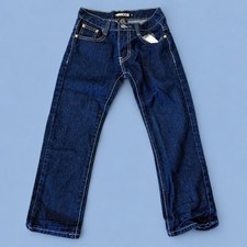 Mecca Jeans Boys Size 8 Dark Wash Denim Straight Leg Embroidered Pockets Y2K