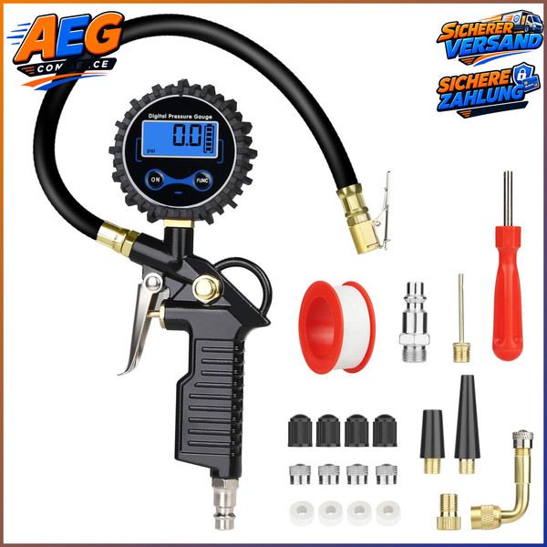 Digitaler LuftdruckprüFer 220PSI Multifunktional ReifenfüLler Mit ZubehöR 20-image