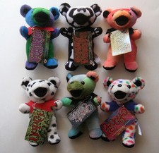 Grateful Dead Bear Lot Of 6 Plush Dolls Rare 7 " Vintage