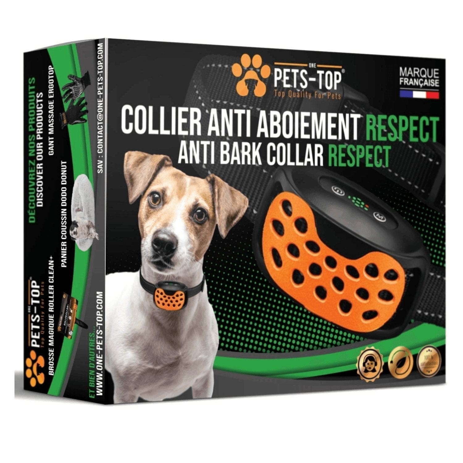 Collier anti-aboiement pour petit chien rechargeable noir étanche - Modèle XS-Zen