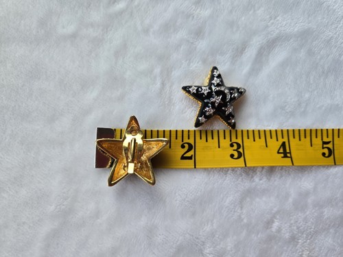 THE QUACKER FACTORY Black Enamel Crystal Moon & Stars Gold Tone Earrings #552 - Picture 10 of 10