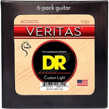 DR Strings VERITAS Acoustic Guitar Strings 6 Pack Custom Light (11 - 50)