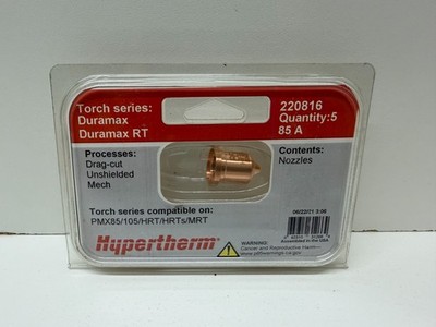LOT OF (5) NEW IN BOX! HYPERTHERM 85A PLASMA CUTTER NOZZLES 220816