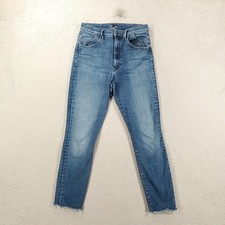 Mother The Stash Swooner Ankle Fray Chick Flick Blue Jeans Stretch Size 30