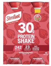 Image of SlimFast Strawberry Ready to Drink 30g Protein Shake 4 x 325ml