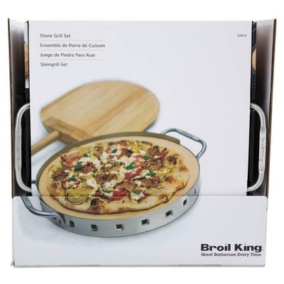 Broil King Pizzastein-Set Imperial 33cm 69816 mit Holzschaufel & Edelstahlring