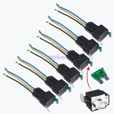 6PCS 12V 4Pin Fuse Relay Switch Harness Set SPST 30A 14 AWG Hot Wires US