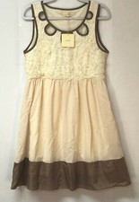A'REVE Anthropologie Women Junior Large Dress Sleeveless Lace Cutout Neck Lined