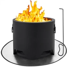 16in Fire Pit Smokeless Fire Pit W/ Silicone Fire Pit Mat & & Rain Cover Outside