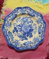 Spode Blue Room Garden Collection Plate Blue Rose Blue Yellow Made in England