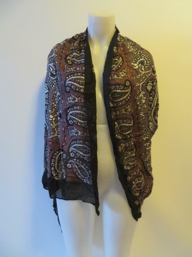 WOMENS THEODORA CALLUM SCARF BLACK, BROWN, WHITE PAISLEY FLORAL PRINT SCARF * - 第 4/7 張圖片