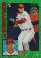2019 Topps Update NICK SENZEL Silver Pack 1984 Green Refractor /99 Reds RC