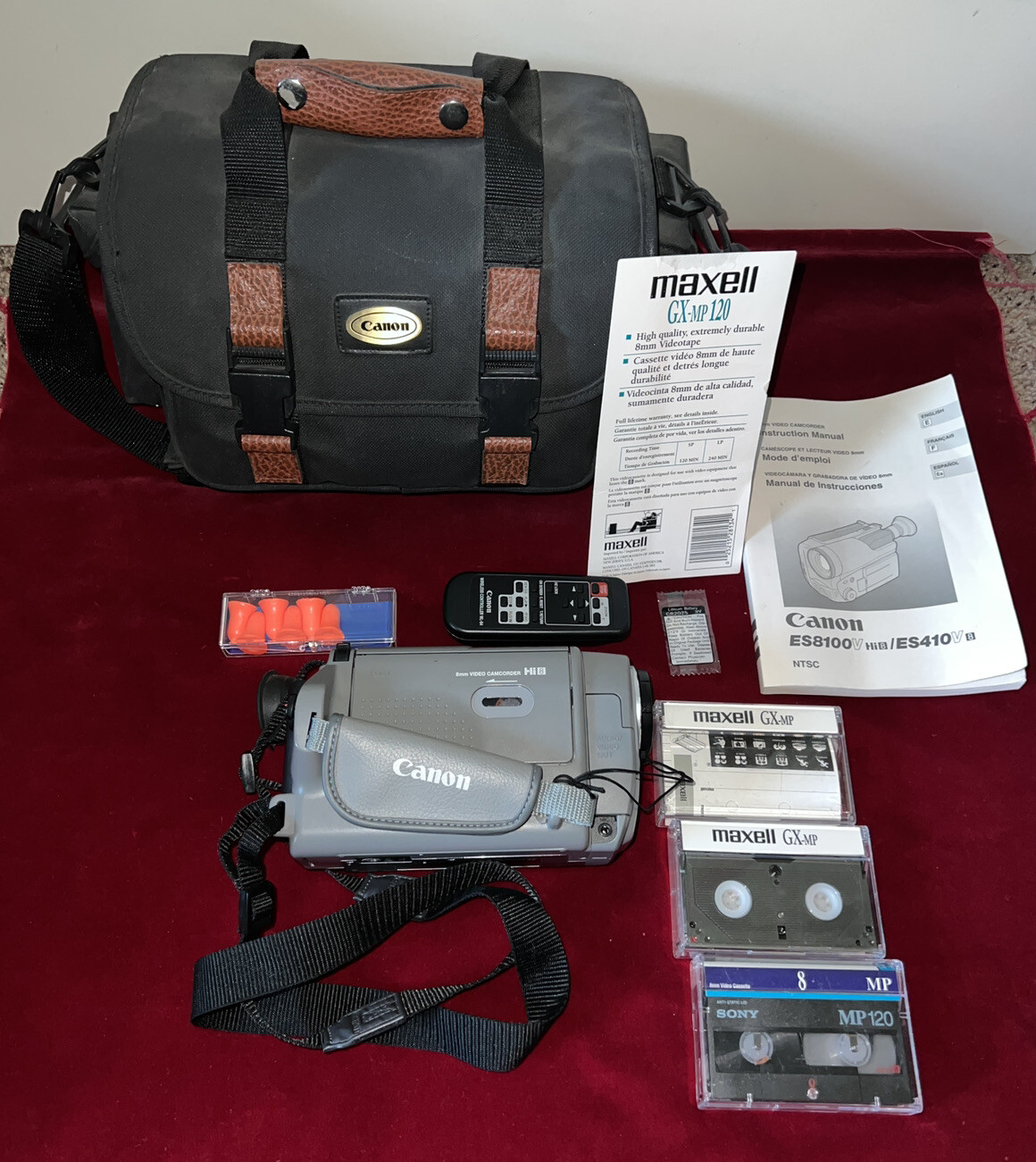Canon ES8100V Hi8 8mm Video Camcorder AS IS, Bag/Remote/CR2025 Battery