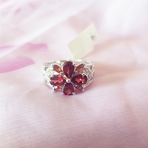 Genuine 100% Real Sterling Silver Rings.Ruby/ Amethyst CZ stones, butterfly, R14 - Picture 5 of 8