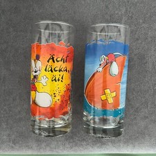 2 x Diddl Glas Trinkglas Sammlerstück Rarität Sammelglas Maus Ächt läcka Boot