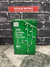 Home Accents Holiday 200 Count Cool White Steady Lit Mini LED Icicle Lights NEW