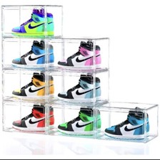 8-Pack Clear Acrylic Stackable Shoe Storage Boxes - Fits Up to Size 14