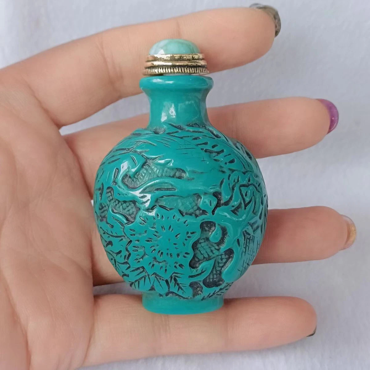 蓝色古董中国鼻烟壶| eBay