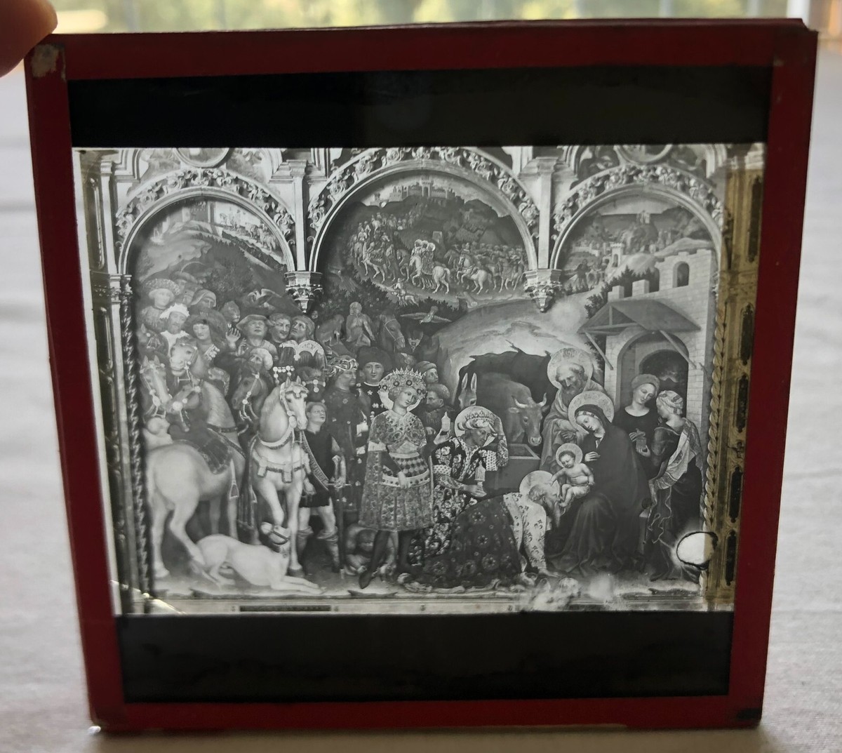 Lanterna magica Doppio vetro Antica slide Gentile da Fabriano