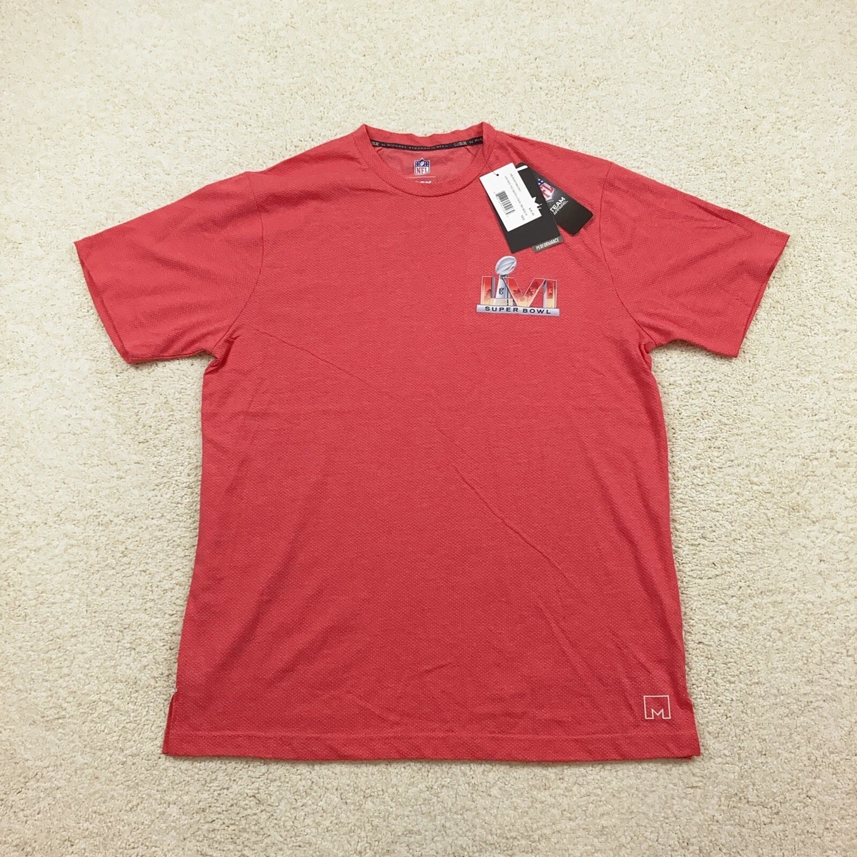 MSX By Michael Strahan Mens Medium Short Sleeve Shirt Red Super Bowl LVI