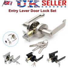 Home Entry Lever Three-Handle Door Lock Set Bathroom Entrance Passage W/ Key UK