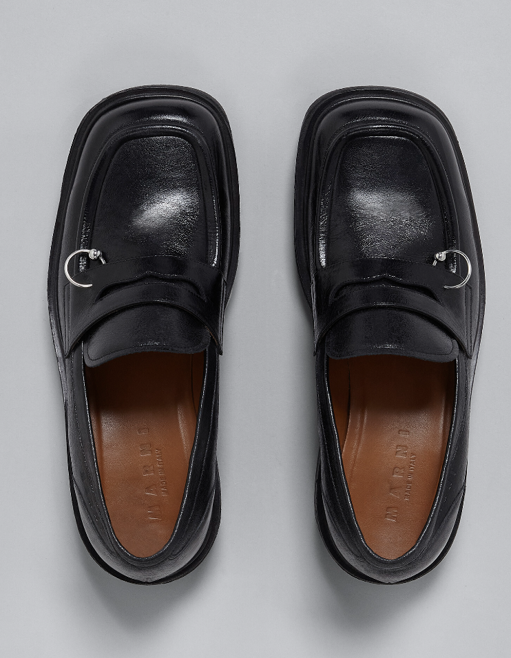 定価83000円　MARNI MOCASSIN 36　マルニ Marni Pierced BLACK LEATHER MOCCASIN | eBay