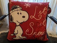 Peanuts Snoopy Christmas Red Throw Pillow Let It Snow Winter