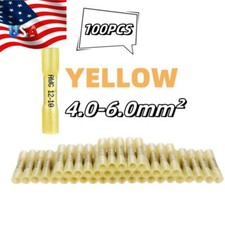 100X AWG 12-10 Gauge Heat Shrink Crimp Terminals Wire Butt Connectors Yellow