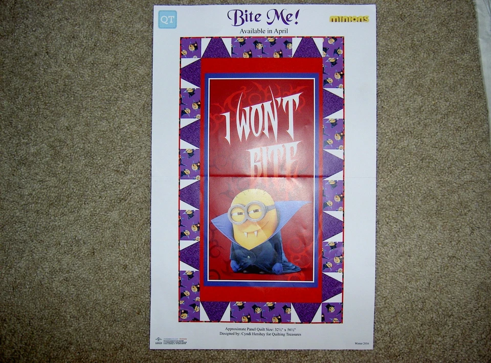 Minion Minions I will't morder colmillos colmillos gafas violeta 24511 V QT tela de algodón  Foto 3 de 3