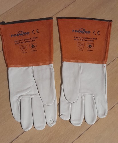 Foowoo Goatskin TIG welding Gloves XL 13" Skull And Crossbones White New - Picture 2 of 4