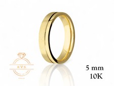10K Yellow Gold 5mm FLAT Wedding Band Ring-Comfort Fit Solid Gold Matte Brushed