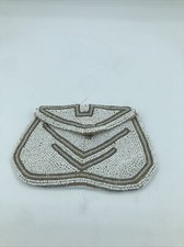 Vintage Very Small White Beaded Evening Bag/Purse made in Belgium