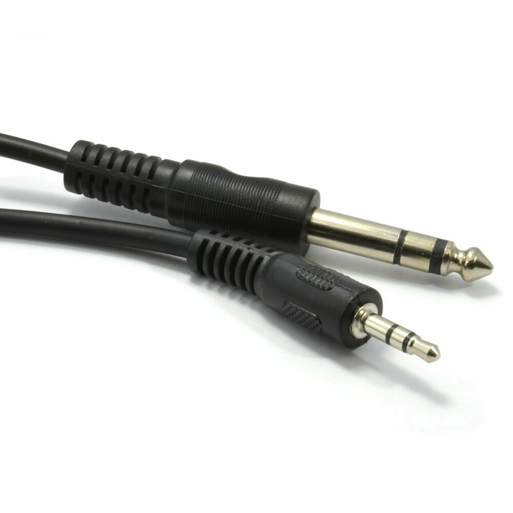 6.35mm Stereo Jack Plug to 3.5mm Stereo Jack Plug 25cm