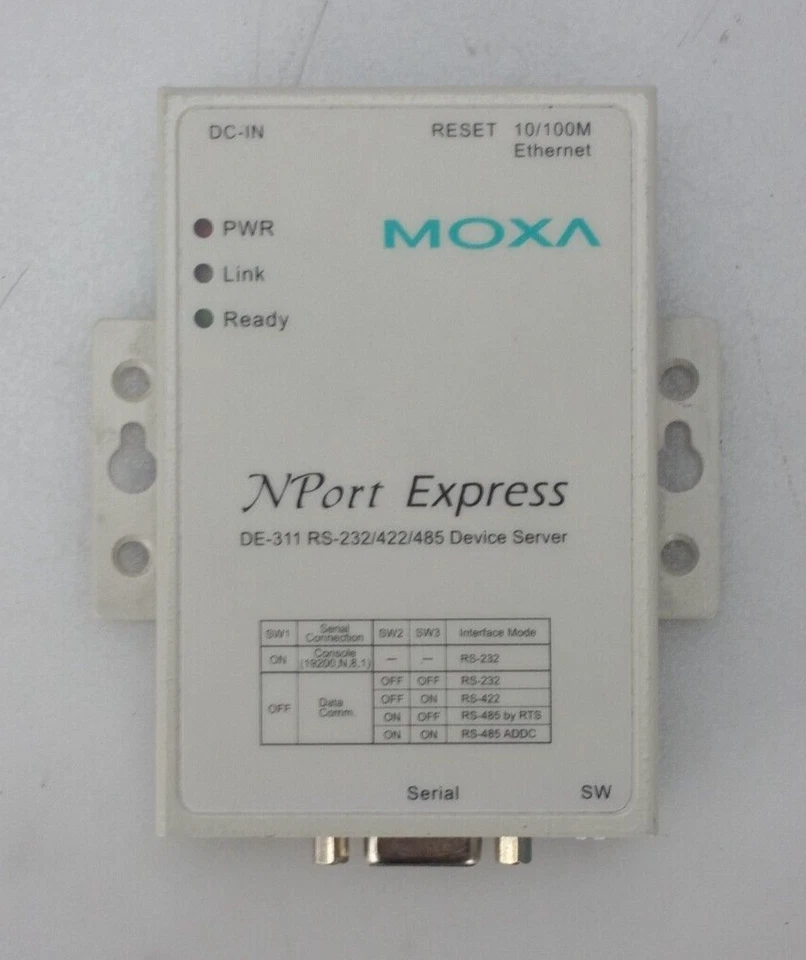Moxa NPort Express DE-311 RS-232/422/485 Device Server W/ Adapter - Image 3 of 4