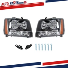 Headlight For 2007-2014 Avalanche/Suburban/Tahoe Halogen Black Left+Right Side