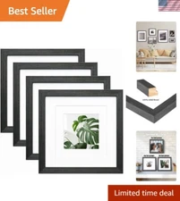 Elegant 8x8 Solid Wood Frames with Rustic Black Finish - Ideal for Home & Gifts