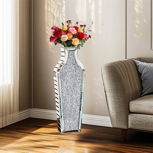 Groß Blumenvase Höhe 68 cm Funkelnde Verspiegelte Kristallvase Vase, Wohnzimmer - Bild 2 von 26