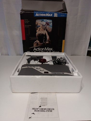 L@@K ACTION MAX THE FIRST REAL ACTION VIDEO GAME SYSTEM CONSOLE W/ BOX, 1987.