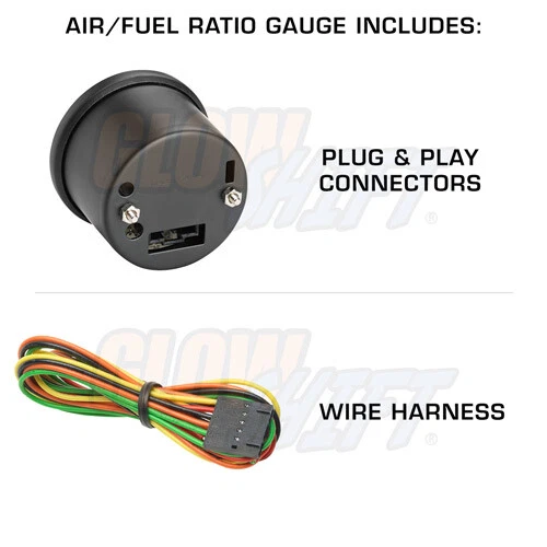 GlowShift 52 mm negro 7 colores Boost y presión de aceite y relación de combustible de aire - Juego de 3 medidores Foto 4 de 4