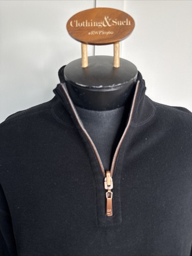 Tommy Bahama Mens Reversible Black/Gray L 1/4 Zip Pullover Sweater Mock Neck - Picture 2 of 4
