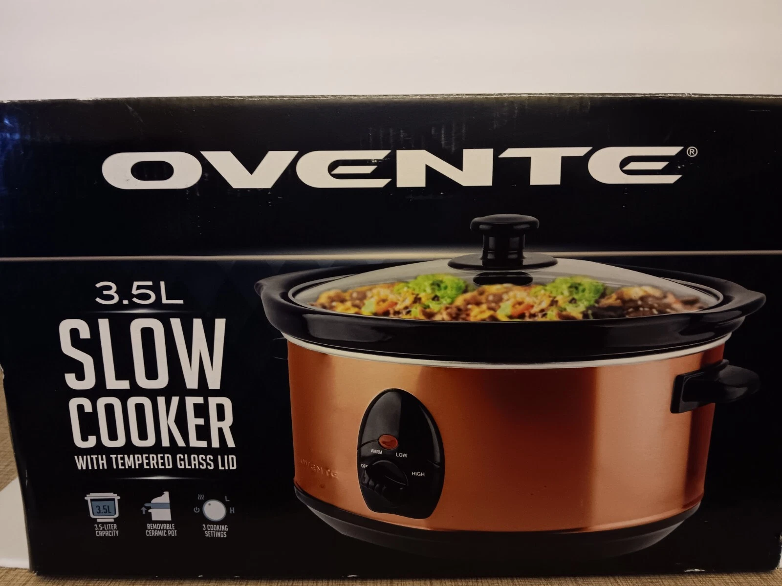 Ovente 3.5L Slow Cooker with Tempered Glass Lid