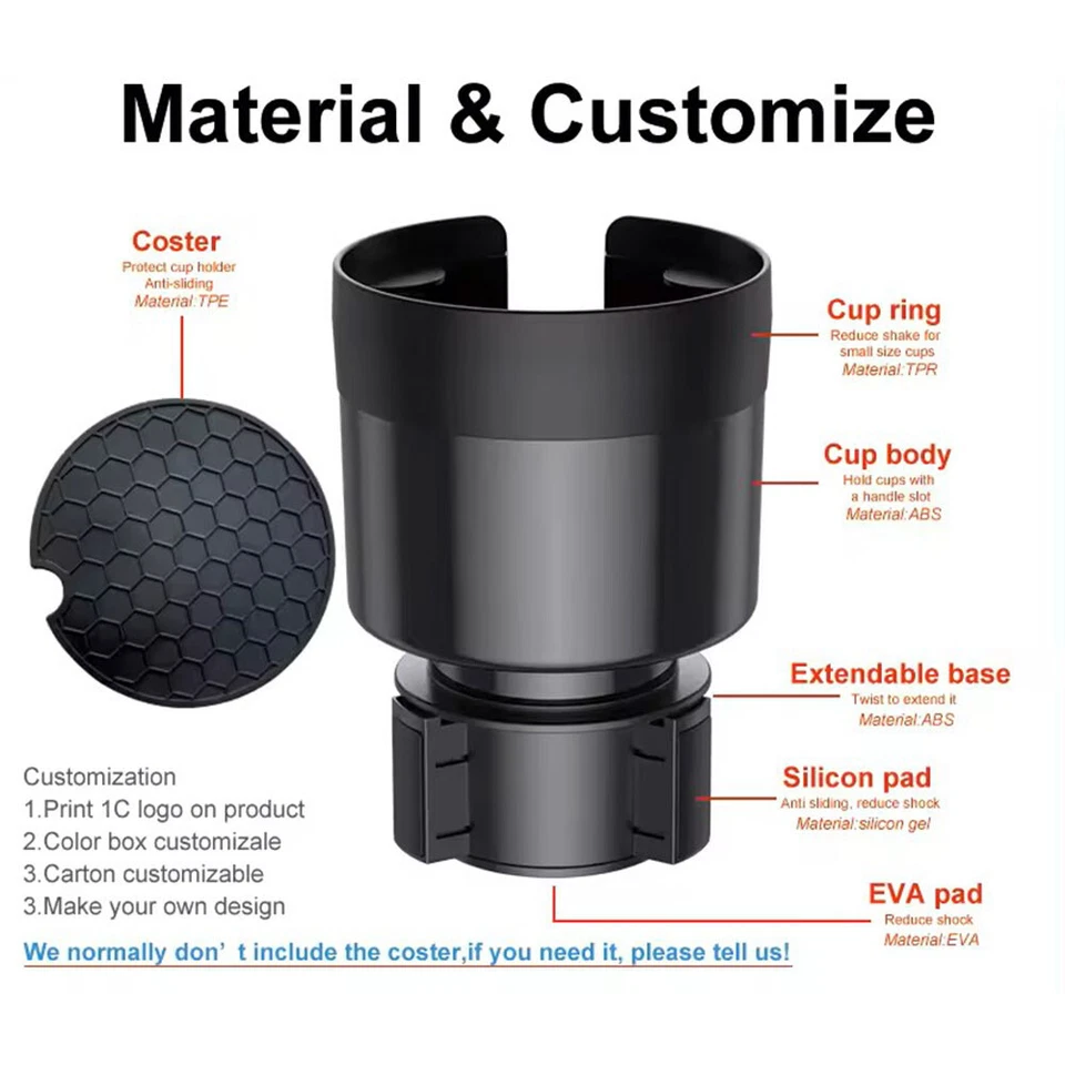 Universal Para Botellas Grandes Tazas Auto Coche Portavasos Expansor Adaptador Ajustable Foto 4 de 4