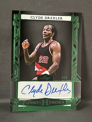 2024 Leaf Sports Heroes CLYDE DREXLER Auto 1/1 Green Acetate 