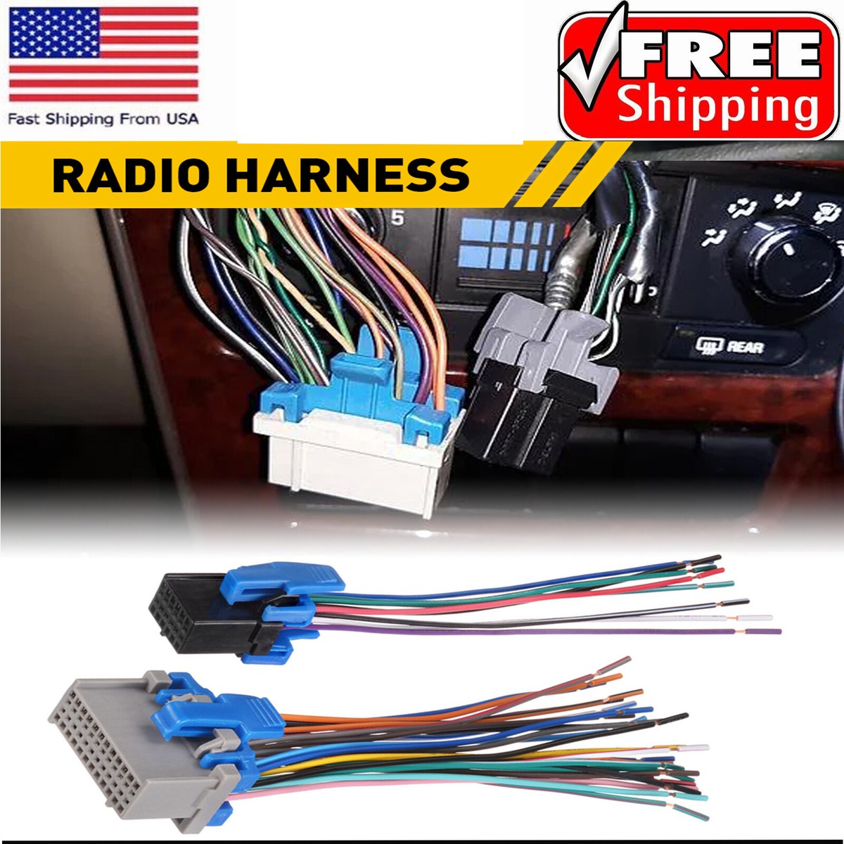 Radio Kabelbaum Mit Antennenadapter – Kompatibel Mit Chevy, GMC, Buick, Cadillac (1989–2002)