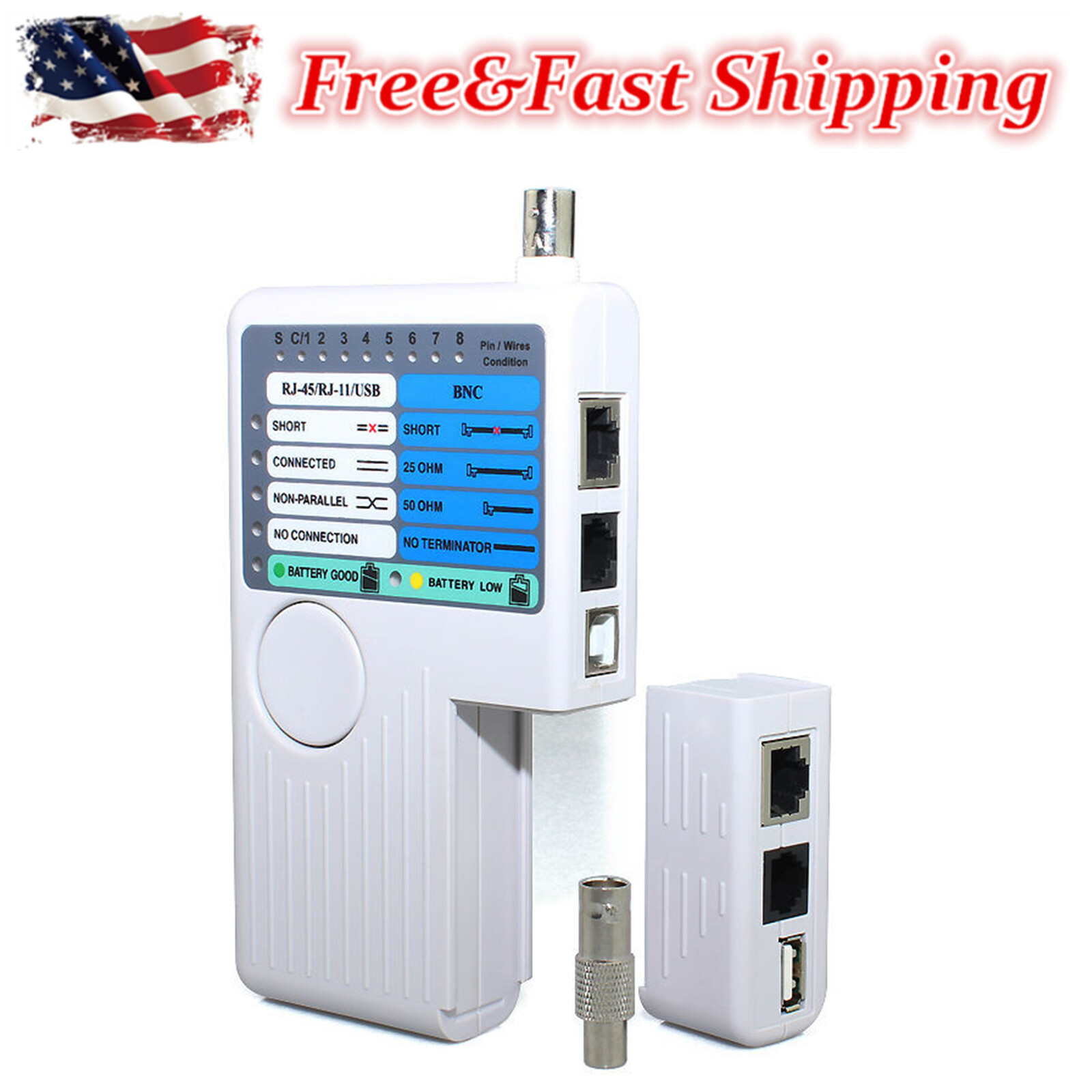 4 In 1 Network Cable Tester Wire Tester RJ45/RJ11/USB/BNC LAN Cable