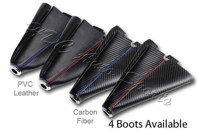 JDM PVC Leather Blue Stitch Manual Shift Boot + T-R Carbon Fiber