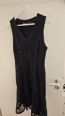 Desigual Women s Dress Medium Black Crochet Lace Overlay Sleeveless Party Date