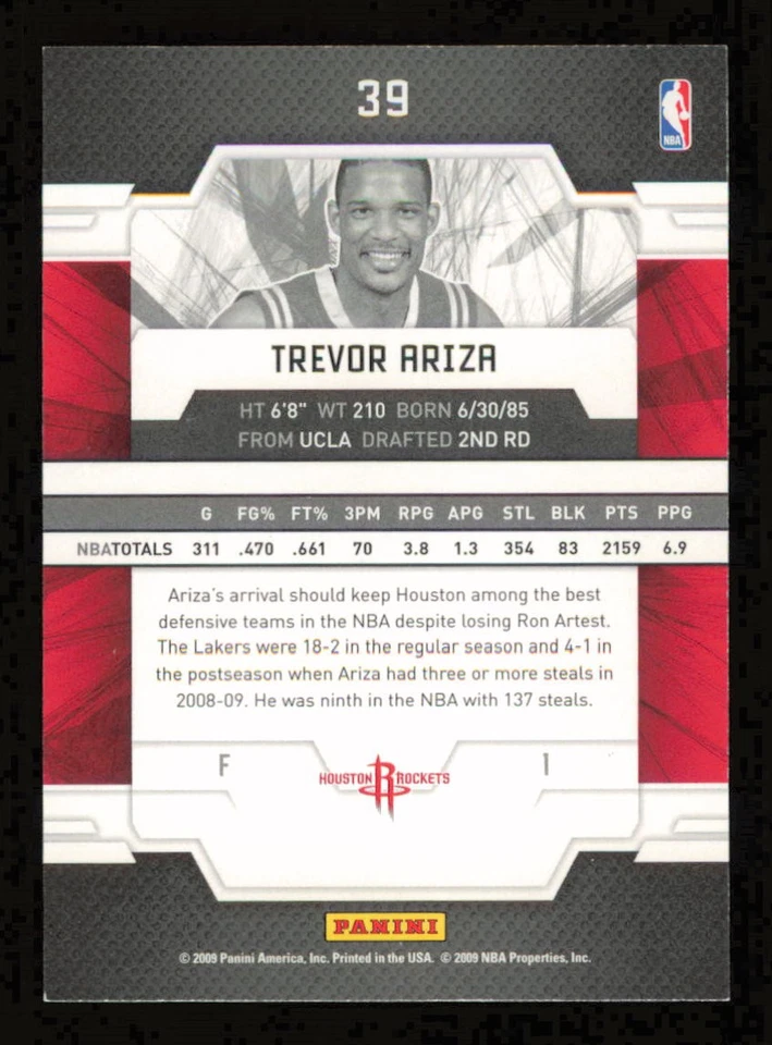 2009-10 Donruss Elite #39 Trevor Ariza  Basketball ROCKETS NM-MT - Image 2 of 3