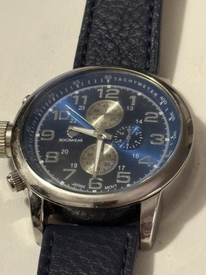 Rocawear Men's Watch Blue & SilverDial & Band RM0249 Leather Band New Battery