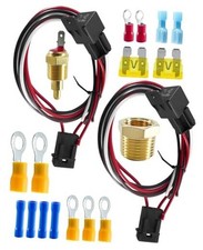 12V 40A Dual Electric Fan Relay Wiring Kit with Temperature Switch 185 F ON